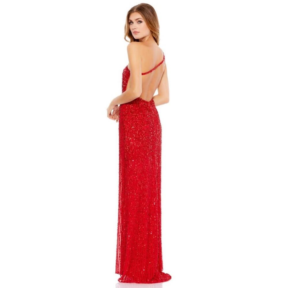 NWOT Mac Duggal 10711M One Shoulder High Slit Dress SZ 4